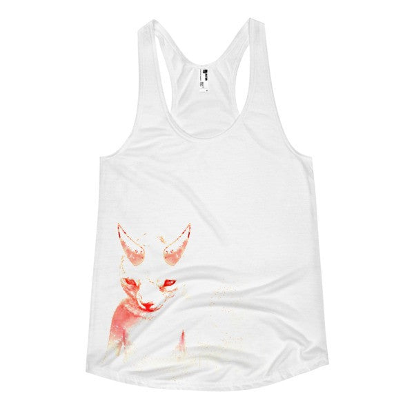Women's "In The White of Night" Neon Pop Red Racerback Tank Top -  - XS - srce threads