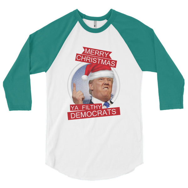 the Donald "Filthy Dems" 3/4 Sleeve Raglan Baseball T Shirt (Unisex)