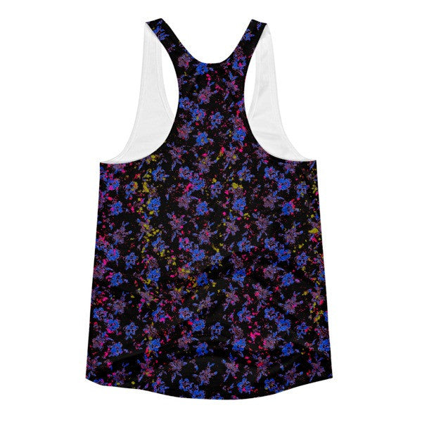 Women's Floral Neon Splat Pop Racerback Tank Top -  -  - srce threads - 2