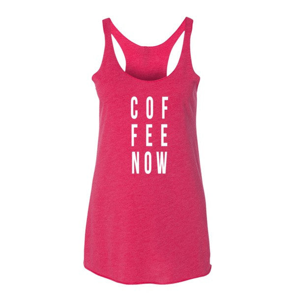 Women's Coffee Now Morning Person Summer Racerback Tank Top -  - Vintage Shocking Pink / XS - srce threads - 12