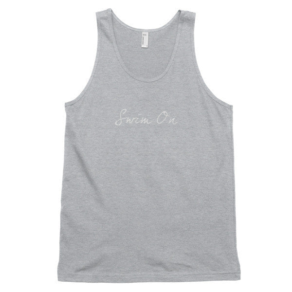 Classic "Swim On" Motivation White Tank Top (Unisex) -  - Heather Grey / XS - srce threads - 4