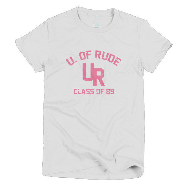 Women's "Rude U." Peach Vintage College Summer T-Shirt -  - White / S - srce threads - 1