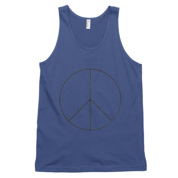 Classic Peace Sign Skinny Tank Top Black(Unisex) -  - Lapis / XS - srce threads - 4