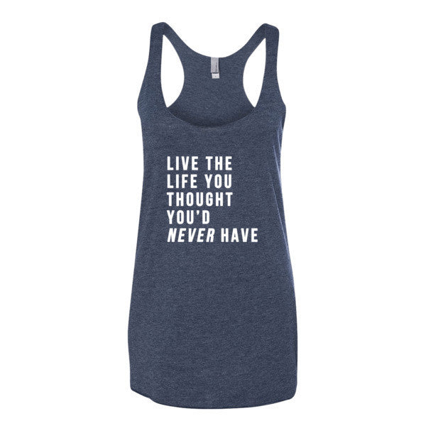 Women's Live the Life White Tank Top -  - Vintage Navy / XS - srce threads - 4