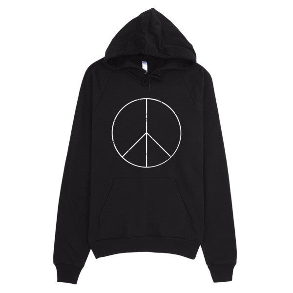 Classic Peace Sign Skinny White Hoodie (Unisex) -  - Black / XS - srce threads - 1