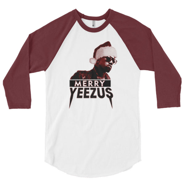 Merry Yeezus Blood Red 3/4 Sleeve Raglan Baseball T-Shirt (Unisex)