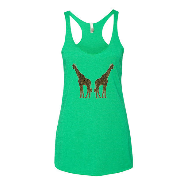 Women's Vintage Giraffe Sponge Brush Design Tank Top -  - Envy / XS - srce threads - 8
