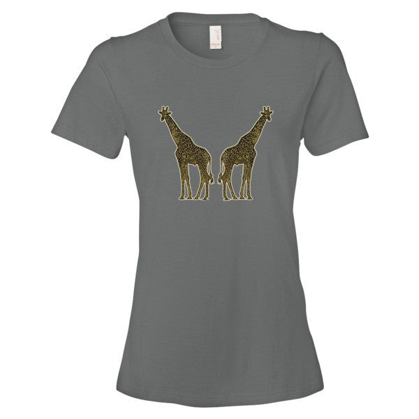 Women's Giraffe Double Paint Daub Short sleeve T-Shirt -  - Storm Grey / S - srce threads - 5