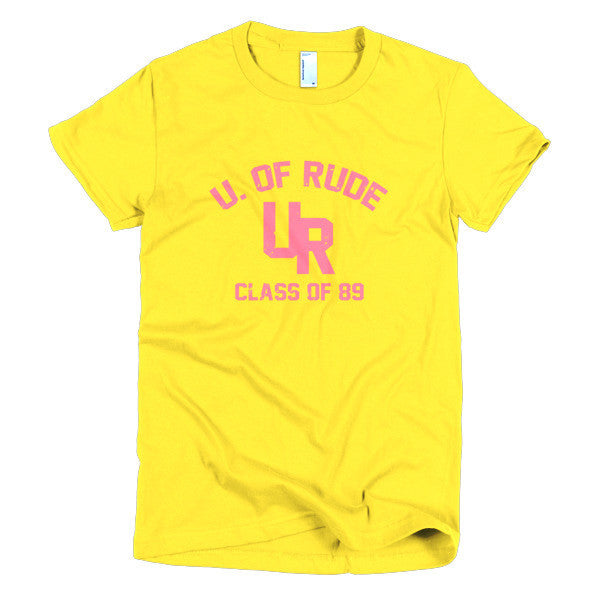 Women's "Rude U." Peach Vintage College Summer T-Shirt -  - Sunshine / S - srce threads - 18