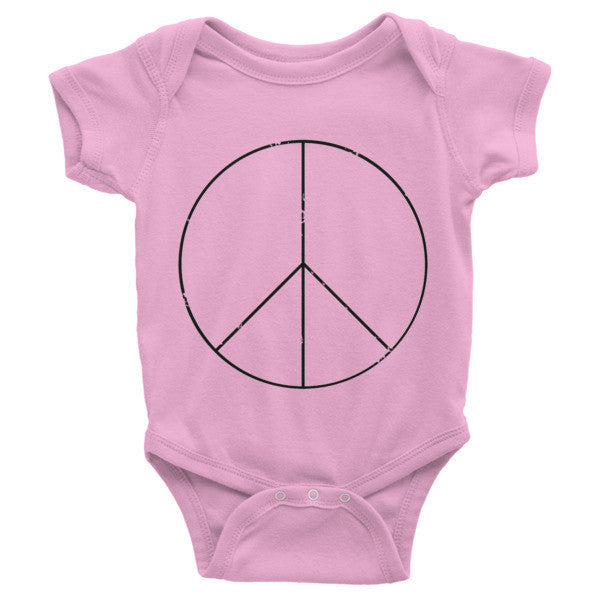 Baby Peace Sign Skinny Short Sleeve Onesie (Unisex) -  - Pink / 3-6m - srce threads - 7