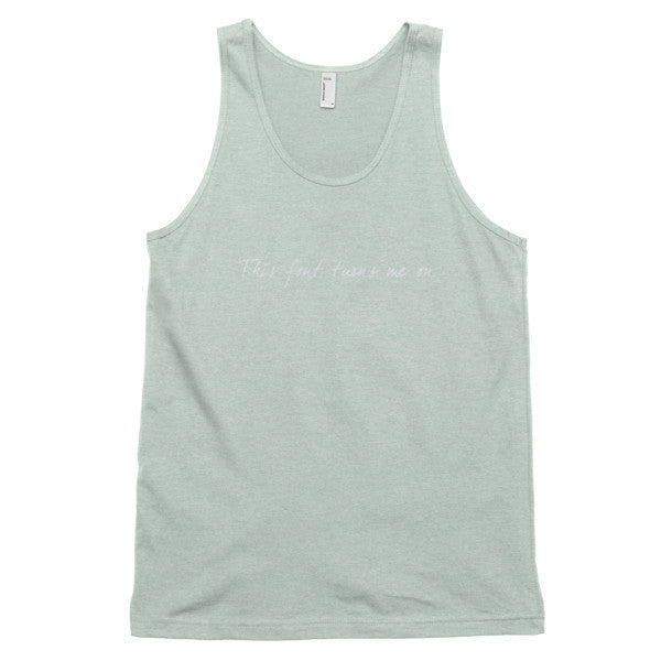 "Turns Me On" Typography Humor Unisex White Font Classic Tank Top (Unisex) -  - Ash Grey Sea Foam / XS - srce threads - 7