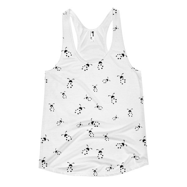 Women's Positive White Ladybug Summer Racerback Tank Top -  - XS - srce threads - 1