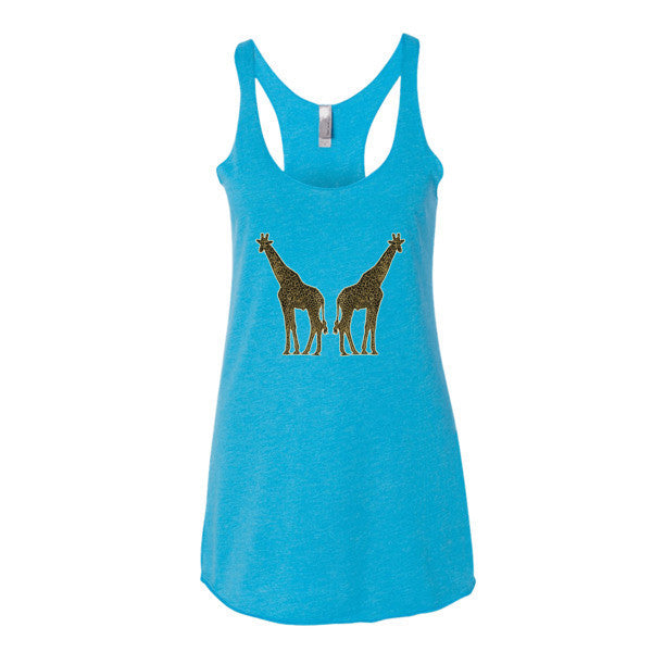 Women's Giraffe Double Paint Daub Racerback Tank Top -  - Vintage Turquoise / XS - srce threads - 2
