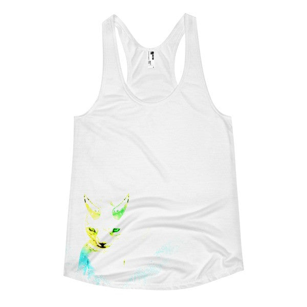 Women's Classic "In The White of NIght" Neon Yellow Blue Summer Racerback Tank Top -  - XS - srce threads