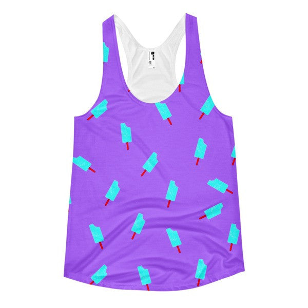 Women's "Summer Drip" Neon Purples Vintage Ice Cream Racerback Tank -  - XS - srce threads - 1