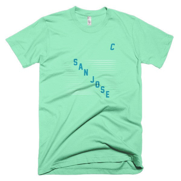 Classic "San Jose" Retro Diagonal Captain Double Zero Short Sleeve T-Shirt (Unisex) -  - Lime / XS - srce threads - 9