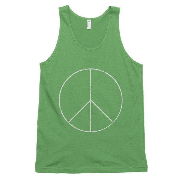 Classic Peace Sign Skinny White Tank Top (Unisex) -  - Grass / XS - srce threads - 9
