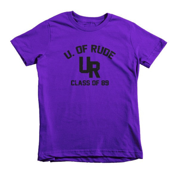 Kid's "Rude U." Black Vintage College Summer T-Shirt (Unisex) -  - Purple / 2yrs - srce threads - 4