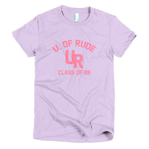 Women's "Rude U." Peach Vintage College Summer T-Shirt -  - Lavender / S - srce threads - 11