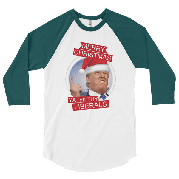 the Donald "Filthy Liberals" 3/4 Sleeve Raglan Baseball T Shirt (Unisex)