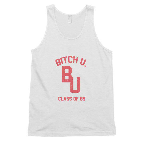 Classic "Bitch U. Class of 89'" Large Decal Vintage Tank Top (Unisex) -  - White / XS - srce threads - 1