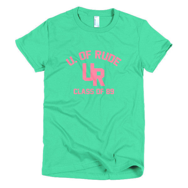 Women's "Rude U." Peach Vintage College Summer T-Shirt -  - Mint / S - srce threads - 12