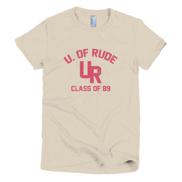 Women's "Rude U." Peach Vintage College Summer T-Shirt -  - Creme / S - srce threads - 13