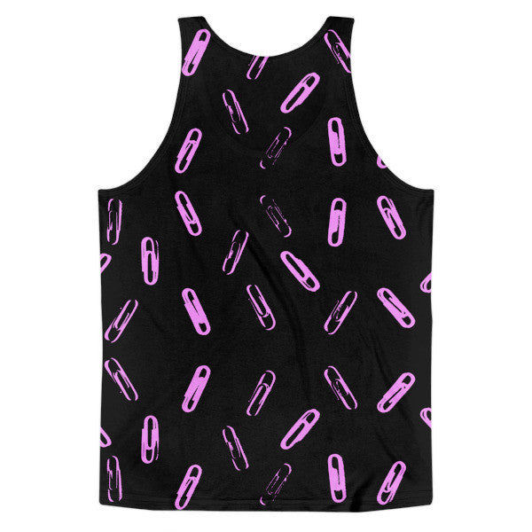 Classic SRCE Brand Paper Clip Pattern Neon Pink Tank Top (Unisex) -  -  - srce threads - 2