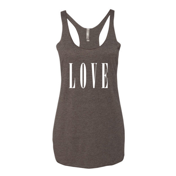 Women's LOVE Racerback Summer Tank Top -  - Macchiato / XS - srce threads - 4