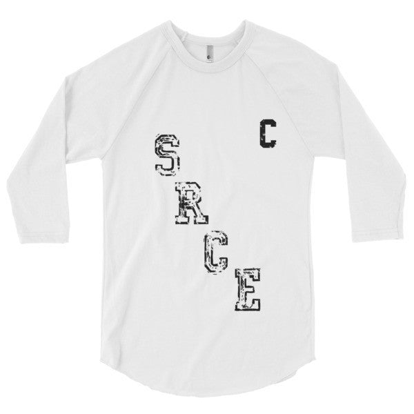 SRCE Vintage Diagonal Hockey Throwback Black 3/4 Sleeve Raglan Baseball Tee Shirt (Unisex) -  - White/White / XS - srce threads - 15