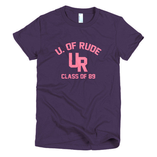Women's "Rude U." Peach Vintage College Summer T-Shirt -  - Eggplant / S - srce threads - 5