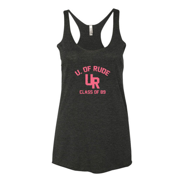 Women's "Rude U." Peach Vintage College Summer Tank Top (Unisex) -  - Vintage Black / XS - srce threads - 1