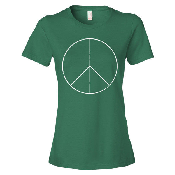 Women's Peace Sign Skinny White Short Sleeve T-Shirt -  - Kelly Green / S - srce threads - 8