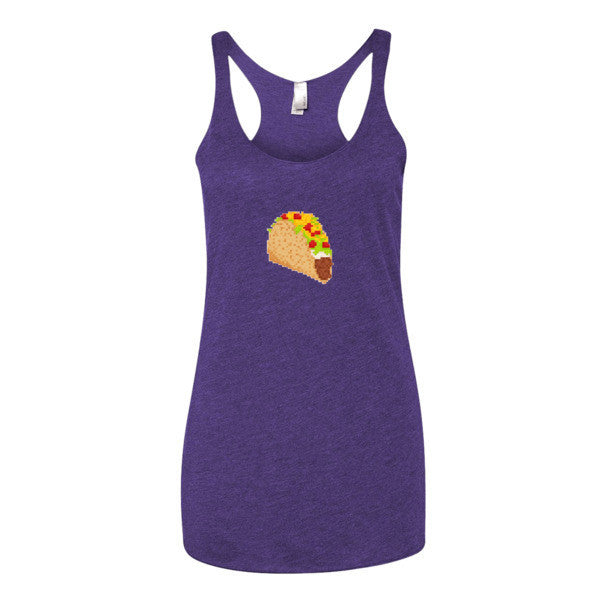 Women's Retro Digital 8 Bit Taco Racerback Tank Top -  - Purple Rush / XS - srce threads - 8