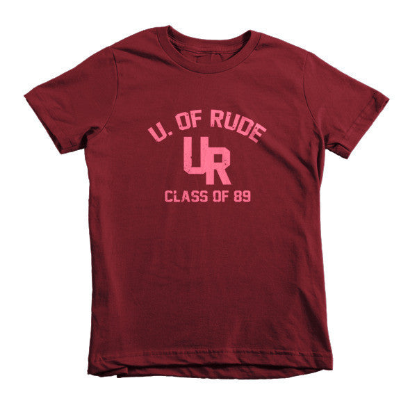 Kid's "Rude U." Peach Vintage College Summer T-Shirt (Unisex) -  - Cranberry / 2yrs - srce threads - 14