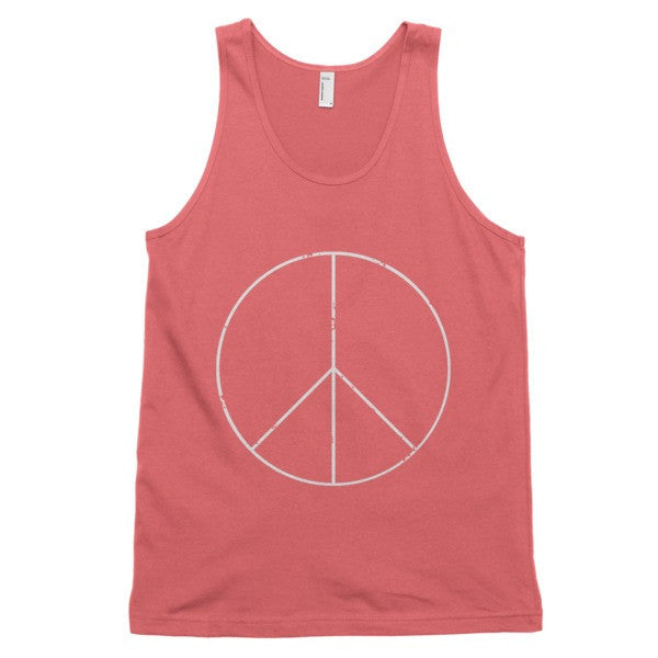 Classic Peace Sign Skinny White Tank Top (Unisex) -  - Coral / XS - srce threads - 13