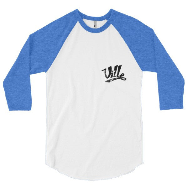 SRCE "Ville Vintage" Series 3/4 Raglan Baseball Tee Shirt (Unisex) -  - White/Heather Lake Blue / XS - srce threads - 6