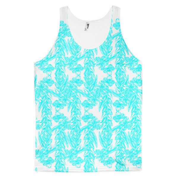 Tropical Ivy Pop Neon Blue Racerback Summer Tank Top (Unisex) -  - XS - srce threads - 1