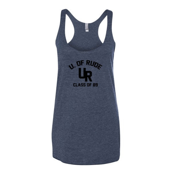 Women's "Rude U." Black Vintage College Summer Tank Top -  - Vintage Navy / XS - srce threads - 2