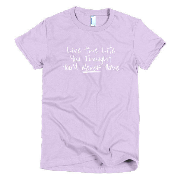 Women's "Live the Life" Motivation White Short Sleeve T-Shirt -  - Lavender / S - srce threads - 10