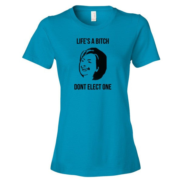 Women's "Life's  A Bitch" Hillary Black Short Sleeve T-Shirt -  - Caribbean Blue / S - srce threads - 9