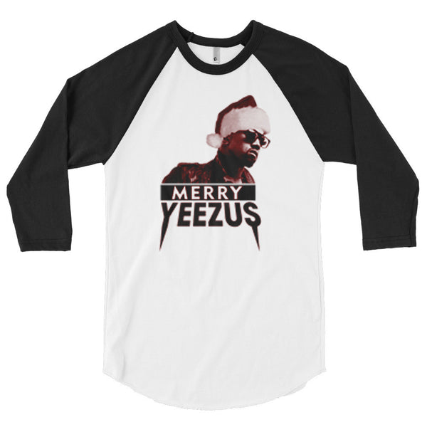 Merry Yeezus Blood Red 3/4 Sleeve Raglan Baseball T-Shirt (Unisex)