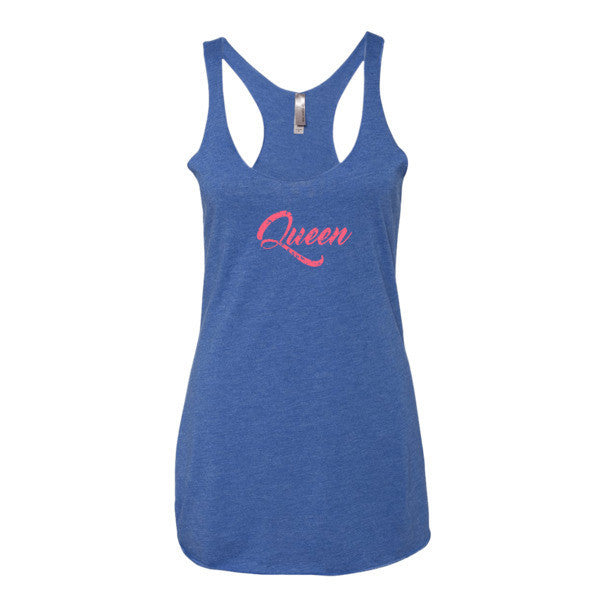 Women's "Queen" 2 Peach Vintage Calligraphy Tank Top -  - Vintage Royal / XS - srce threads - 7