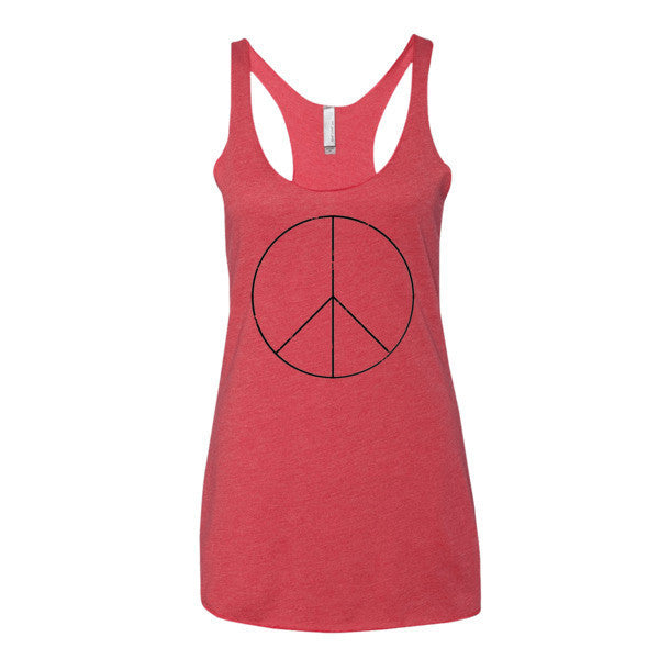 Women's Peace Sign Skinny Black Racerback Tank Top -  - Vintage Red / XS - srce threads - 9