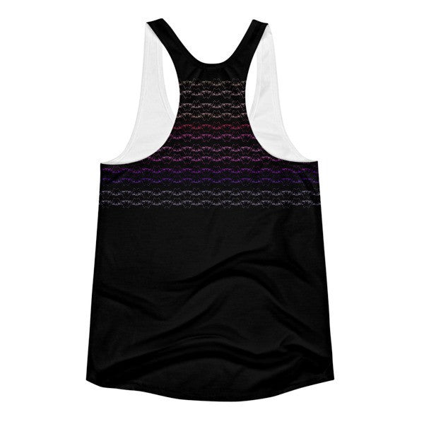 Women's Rainbow 8 Bit Cat Blacked Racerback Strip Summer Tank -  -  - srce threads - 2