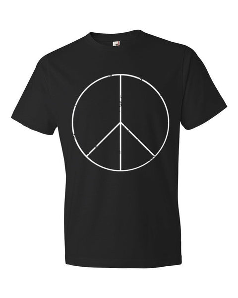 Peace Sign Skinny White Short Sleeve T-Shirt (Unisex) -  - Black / S - srce threads - 2