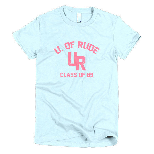 Women's "Rude U." Peach Vintage College Summer T-Shirt -  - Light Blue / S - srce threads - 14