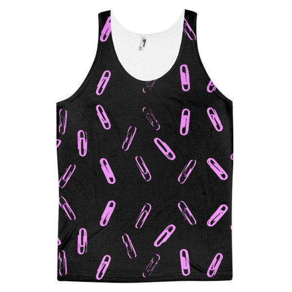 Classic SRCE Brand Paper Clip Pattern Neon Pink Tank Top (Unisex) -  - XS - srce threads - 1