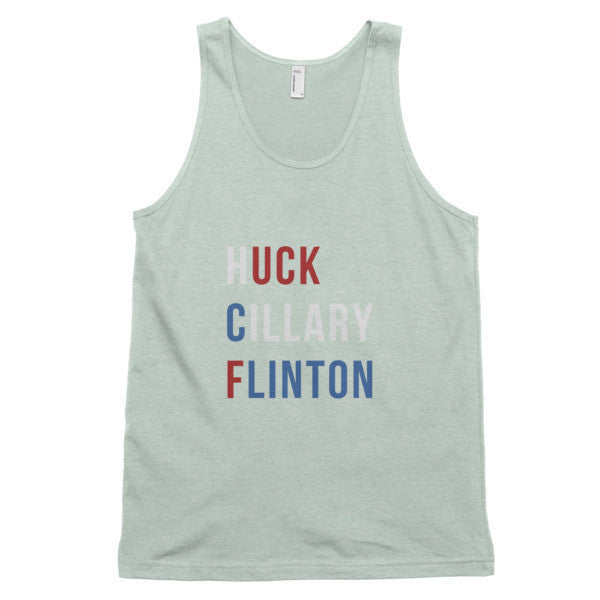 "Huck Cillary Flinton" Say What You Mean Classic Tank Top (Unisex) -  - Ash Grey Sea Foam / XS - srce threads - 8