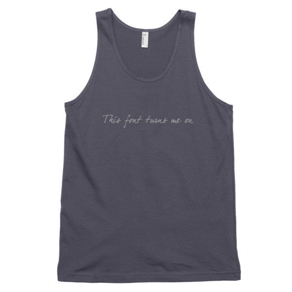 "Turns Me On" Typography Humor Unisex Grey Font Classic Tank Top (Unisex) -  - Asphalt / XS - srce threads - 3